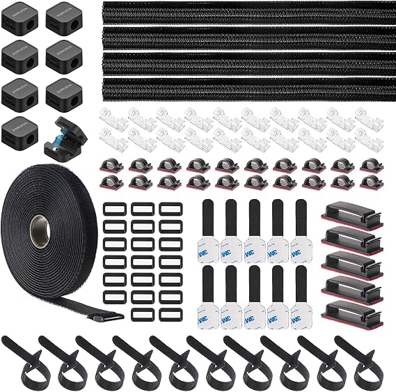 Cable Management Organizer Kit, Desk Cable Organizer, Cable Management Under Desk, Wire Management and Cord Organizer for Home, Office, Standing Desk