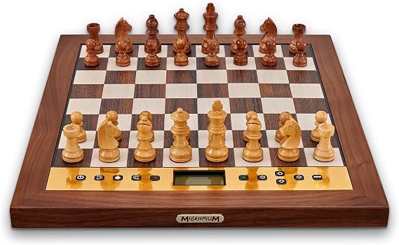Millennium Chess Computer The King Performance for Aesthetics With Real Wood Frame Wooden Figures and 81 LED Move Indicator. With the Legendary Software “The King” by Johan de Koning