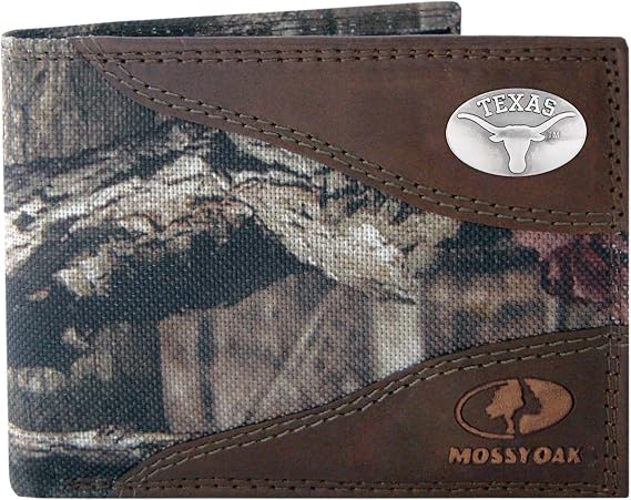 ZEP-PRO NCAA mens Zep-pro Mossy Oak Nylon and Leather Passcase Concho Wallet