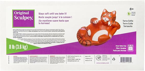 Sculpey Original Sculpey Terra Cotta, Non Toxic, Polymer clay, Oven Bake Clay, 8 pounds great for modeling, sculpting, holiday, DIY and school projects. Great for all skill levels