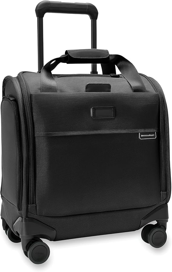 Briggs & Riley Cabin Spinner - Carry On Luggage for Travel, Suitcases with Wheels, Softside Rolling Bag for Men & Women, Fits Under Plane Seat, Interlocking Handle - Baseline Collection, Black