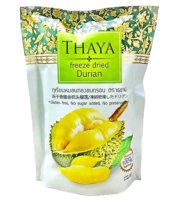 Thaya Premium Freeze Dried Durian Monthong King of Fruit 100% Natural 40 G