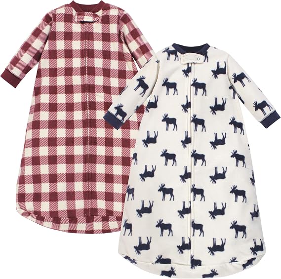Little Treasure Unisex Baby Long-Sleeve Fleece Sleeping Bag, Moose, One Size