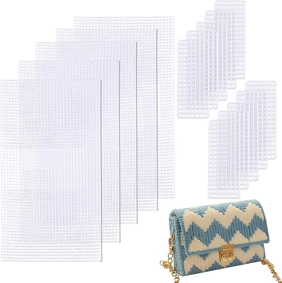 CHGCRAFT 10pcs 2 Sizes Plastic Mesh Canvas Bag Sheets Plastic Net Cover DIY Crafting Handbag Accessories Acrylic Yarn Crafting Knit and Crochet Projects for Purse Making Supplies