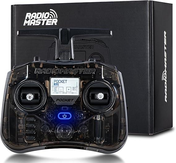 Radiomaster Pocket ELRS Remote Controller Portable Hall Gimbal EdgeTX Transmitter with LED Light for FPV Drone/RC Helicopter&Car Boats&Multirotor (Battery Not Included)
