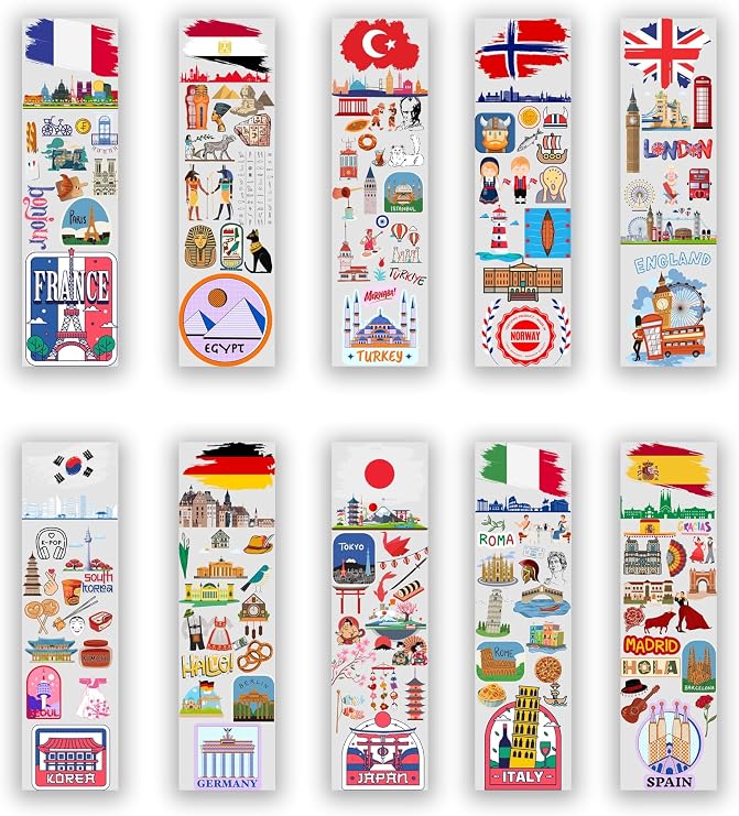 10 Countries Bookmarks (40x145 mm)