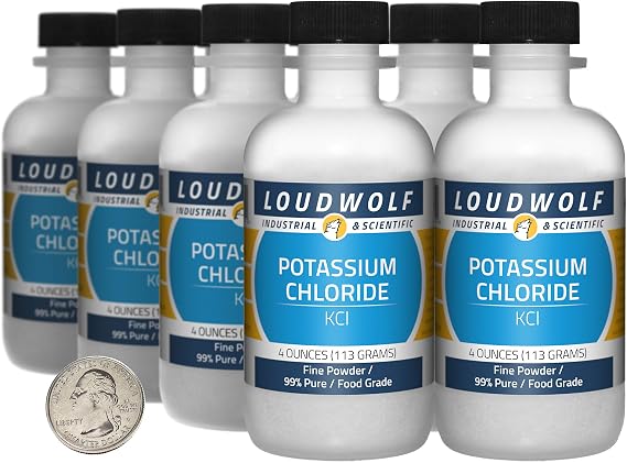Potassium Chloride 2 Pounds in 8 Bottles 99% Pure Food Grade Fine Powder