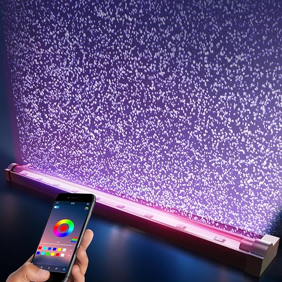 APP Controlled Smart Aquarium LED Light with 16 Million Colors, 12 Dynamic Effects, Fish Tank Light with Nano Air Bubble for Aquarium Decorations, Accessories