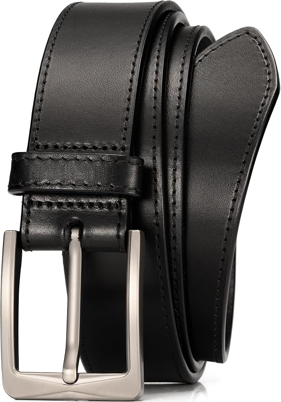 WOLFANT Men's 35mm Full Grain Leather Belt,100% Italian Solid Leather