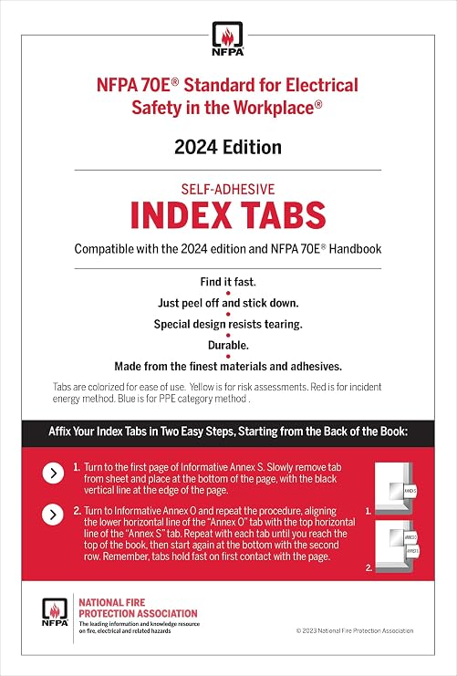 NFPA 70E, Standard for Electrical Safety in The Workplace Self-Adhesive Index Tabs (2024)