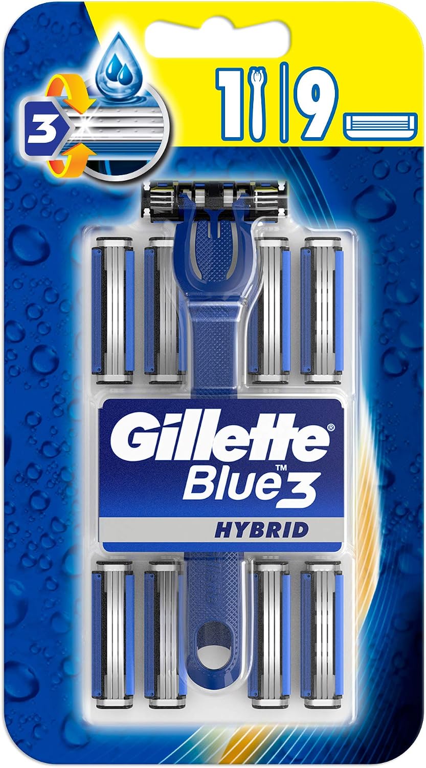 Gillette Blue3 Hybrid Erkek Tıraş Makinesi  Yedek Tıraş Bıçağı 9lu