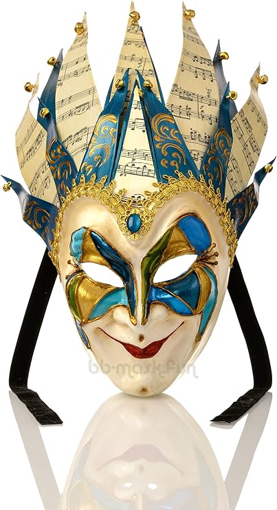 VENETIAN JOKER CARNIVAL MASK BORIS BREJCHA TOMORROWLAND FESTIVAL PARTY, Blue, Medium