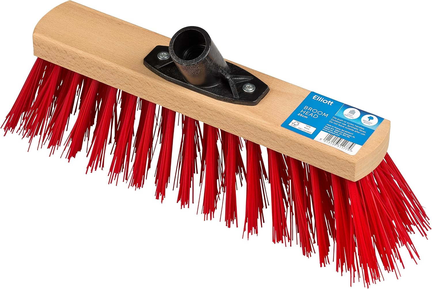 Elliott 29 cm Red PVC Fibre Broom Head with Stiff Synthetic Bristles – Heavy Duty, Ideal for outdoor use, Workshops, Warehouses and Gardening