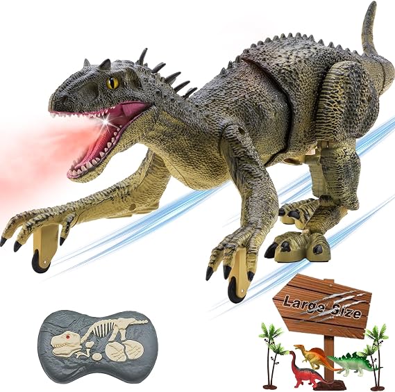 BUBUQE Remote Control Dinosaur Jurassic T Rex Toys for Boys Electronic RC Spray Raptor Walking Roaring Tyrannosaurus Rex Realistic 18.1" Birthday Gift for Kids Girls 3 4 5 6 7