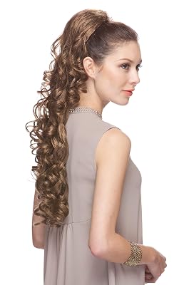 Sexy Ponytail Color 27 Strawberry Blonde - Sepia Wigs 30 Long Layered Drawstring Curly Heat Friendly Synthetic Princess Pony Hair Piece Ariana Cola de Caballo Bundle MaxWigs Hairloss Booklet