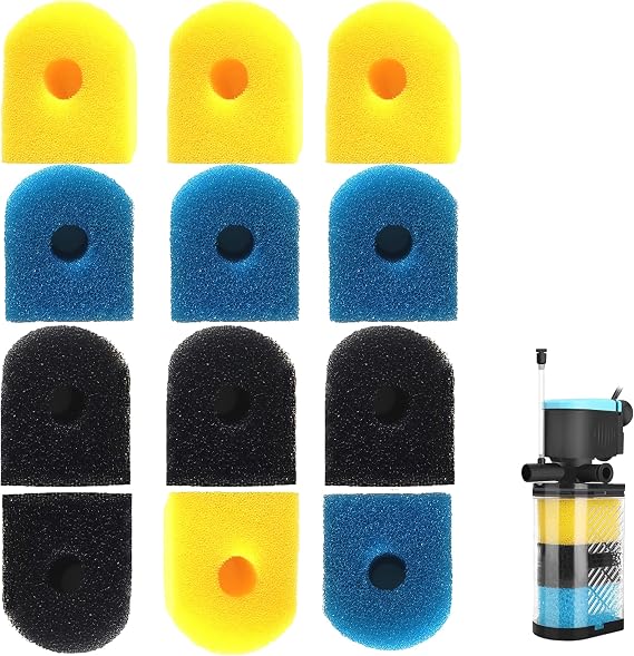 Filter Replacement Sponge, 4 x Coarse Sponge, 4 x Fine Sponge 4 x Black Sponge for 130GPH, 225GPH, 300GPH Aquarium Tank