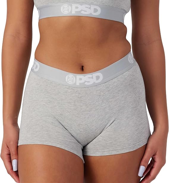 PSD Womens Underwear Boyshorts Athletic Grey Modal, Comfortable Breathable Boy Shorts Underwear for Women, Womens Boy Shorts Panties, X-Large