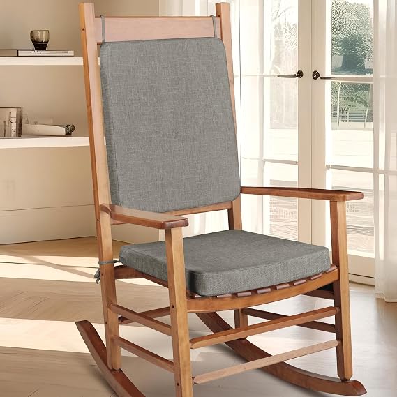Rocking Chair Cushion Set 1 Pack, 2 Piece 20"x17"x2" Light Grey