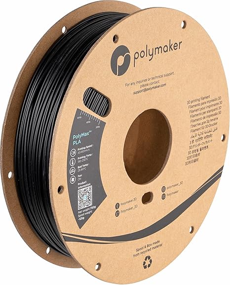 Polymaker High Strength PLA Filament for 3D Printers PolyMax PLA 1.75mm Black