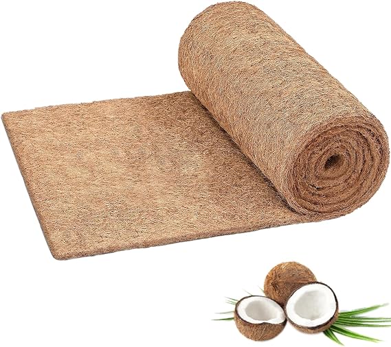 Coco Liner Roll, 16 x 120 inch Natural Coconut Liners for Planters, Coco Coir Liner Mat for Hanging Basket Animal Pet Pad Reptile Carpet Garden Decoration