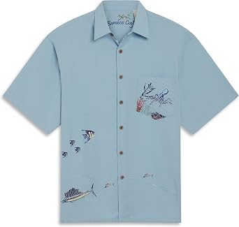 Bamboo Cay mens Short Sleeve Button-down Shirt