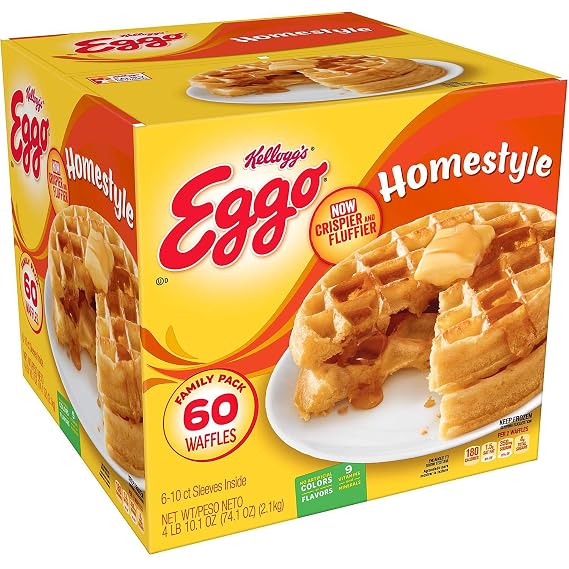 Evaxo Eggo Homestyle Waffles, Frozen (60 waffles)