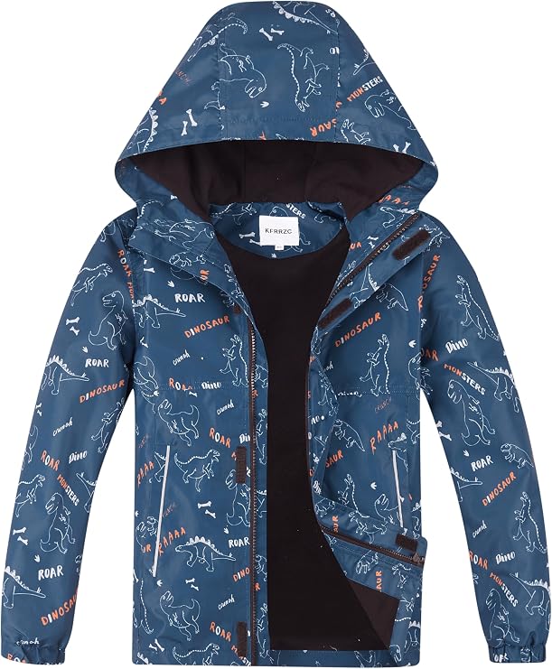 Boys Girls Waterproof Hooded Jackets Fleece Lined Rain Jackets | Lightweight,Water-resistant,Breathable Material, Soft Inner Layer,Ideal for Daily Outdoor Activities