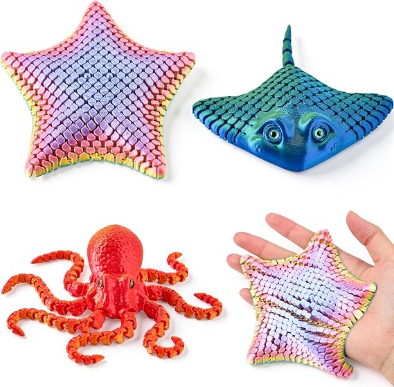 3pcs 3D Printed Ornaments, 3d Printed Ornament Collection, 3D Printed Animals for Stress Relief and Office Relaxation