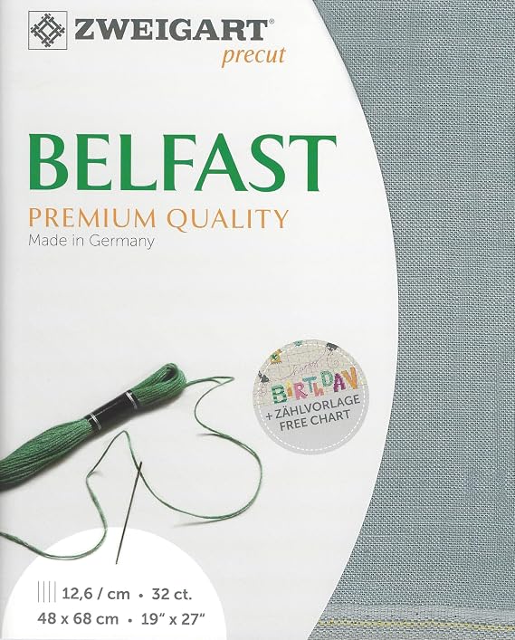 Wizardi Belfast 32 Count Pearl Smoky 3609/778. Needlework Canvas, Cross-Stitch Fabric, Embroidery Cloth, Needlepoint Canvas. 100% Linen. Precut Zweigart
