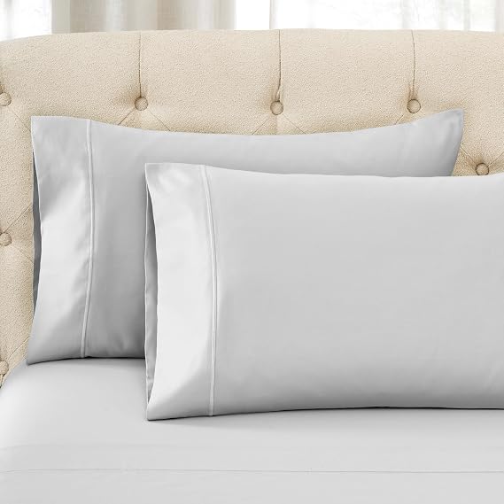 Superior Egyptian Cotton 1500 Thread Count Sheet Set, Luxury Sheets, Marrow Stitch Hem Embroidery, Bed Essentials, 1 Deep Pocket Fitted Sheet, 1 Flat Sheet, 2 Pillowcases, California King, Platinum