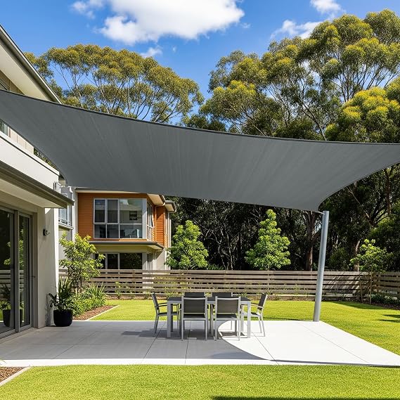 Cool Area Sun Shade Sail for Patio Backyard, Rectangle 12x16ft, Dark Grey | 95% UV Protection. 85%-90% Shading Rate. Permeable Shade Fabic. Customizable Sizes. Included Ropes.