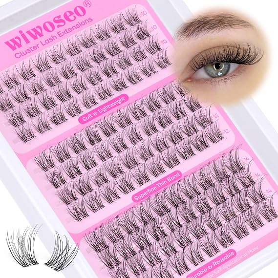 wiwoseo Short Natural Lash Clusters Wispy Eyelash Clusters 10-12-14mm