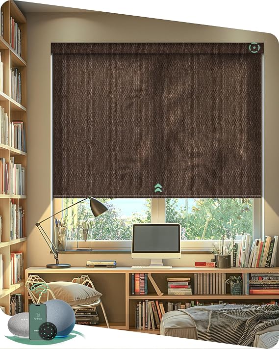 Yoolax Motorized Blinds with Remote, Light Filtering Smart Window Blinds | Motorized Shades for Living Room Home Office, Works with Alexa Google Home Apple Home, Automatic Roller Shades, Custom Size