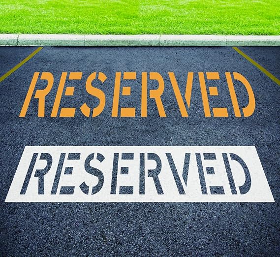 Reserved Stencil 12" Letters, Foldable Silicone Reusable Stencil for Parking Lot Line Painting, Pavement, Asphalt & Concrete Marking Template