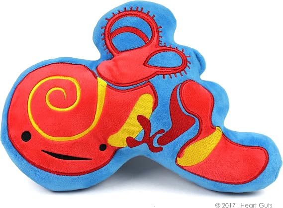 I Heart Guts Inner Ear Plush - Cute Educational Organ Toy for Vertigo & Hearing Loss - Funny Get Well Recovery Gift for Audiology Nurse Patients & Medical Student STEM Anatomy Plushie