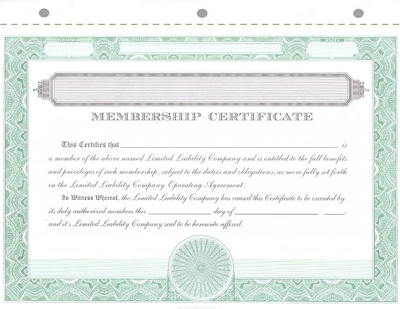 CORPEX Blank LLC Membership Certificates | Pack of 25