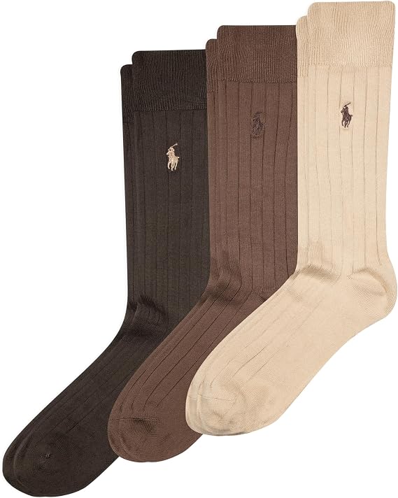 Polo Ralph Lauren Men's Super Soft Ribbed Dress Crew Socks (3-Pack)