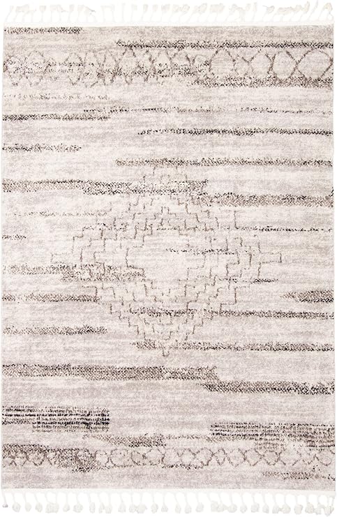 eCarpet Gallery Bohemian | Area Rug for Living Room, Bedroom | Home Decor Rug | Kybella Aztec Ivory Rug 5'2" x 7'5" | 356631
