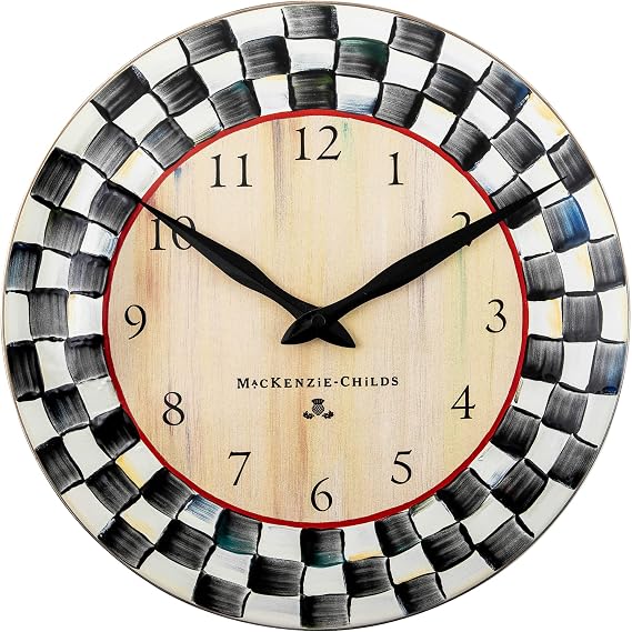 MACKENZIE-CHILDS Wall Clock, Black-and-White Courtly Check