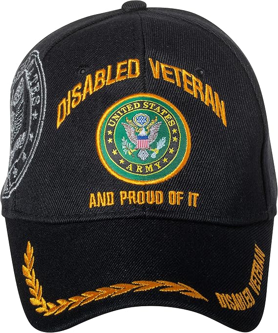 Officially Licensed United States Army Disabled Veteran and Proud of it Embroidered Black Baseball Cap