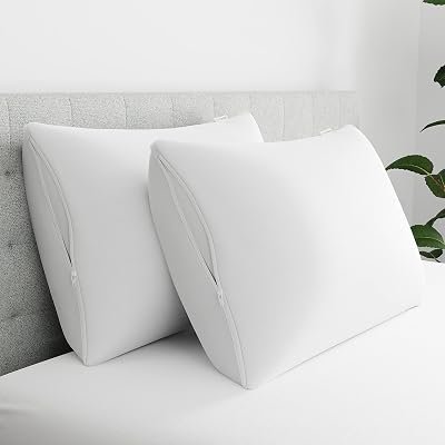 AllerEase Maximum Allergen Barrier and Bedbug Bite Proof Soft Comfortable Machine Washable Zippered Pillow Protector, StandardQueen Size, 4 Pack White
