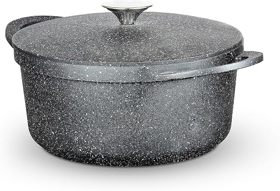 Tower Precision Casserole Dish with Aluminium Lid, Lightweight Cast Aluminium, 24cm, Black