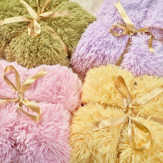Chanasya Premium Solid Faux Long Fur Throw Blanket - Soft, Fuzzy Throw Blanket - for Bed or Couch - 60" x 70" - Orchid Tint