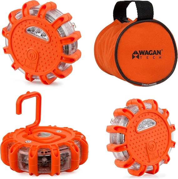 Wagan EL2639-3 FRED Flashing Roadside Emergency Disc LED Flare 9 Flash Modes for Roadside Security, Warning Flashing with Magnet and Hook for Vehicles and Boats | 9 Flash Modes, LED Worklight mode, for Roadside Security, Warning Flashing with Magnet and Hook, for Vehicles and Boats