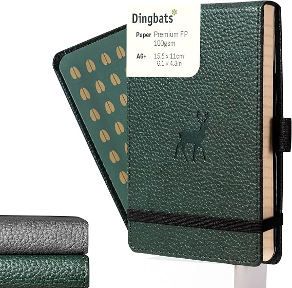 Dingbats* - Wildlife A6 Reporter Blank Small Notebook - PU Leather Hardcover for Work, Travel Journal - Pocket, Elastic Closure, Pen Holder, Bookmark