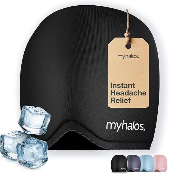 Myhalos Migraine Relief Cap, Ice Hat for Migraines, Headache Relief Cap, 30% More Gel, Hot & Cold Therapy Head Ice Pack, Cooling Headache Hat, Tension Wrap, Hangover Cap, Ice Face Mask
