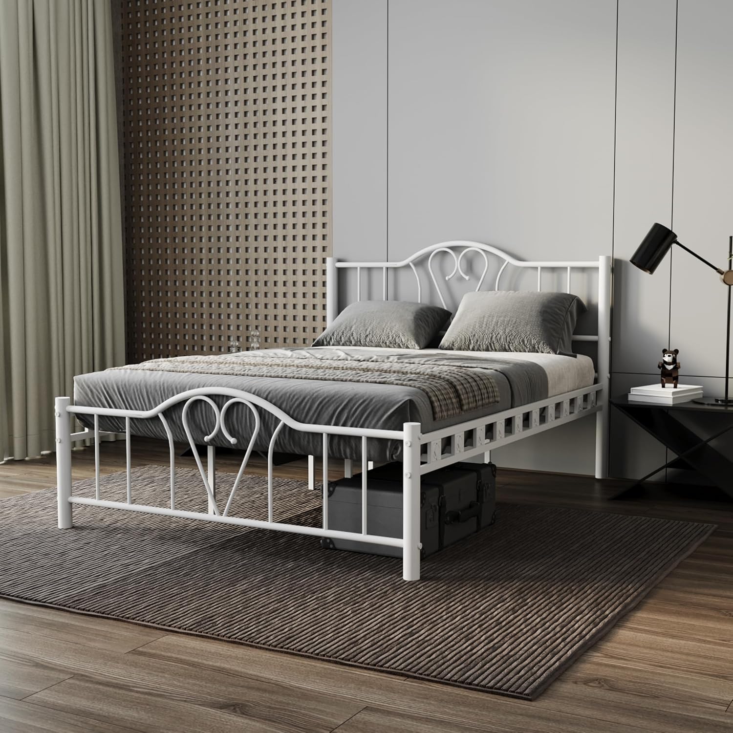 Orkide Çift Kişilik Ferforje Tarz Beyaz Metal Karyola 160x200