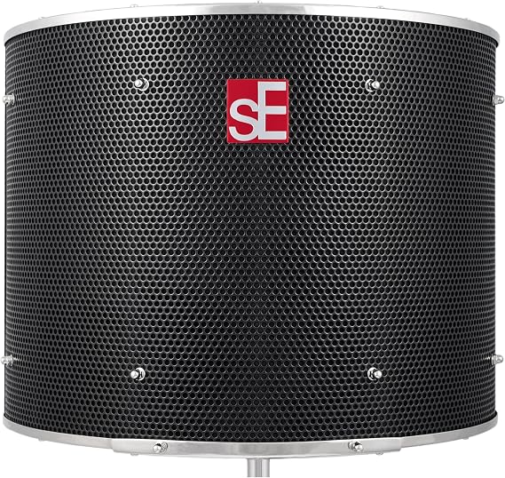 sE Electronics RF Pro Black Reflexion Filter Microphone Isolation Shield, Portable Vocal Booth for Recording, Podcasting & Voice Over, Pro Sound Isolation Shield with Patented 9 Layer Acoustic Design