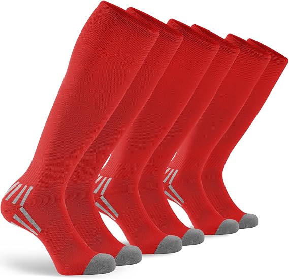 GRAPMKTG 3 Pack Soccer Baseball Softball Socks for Youth Women and Men Knee High Football Socks for Boys Girls