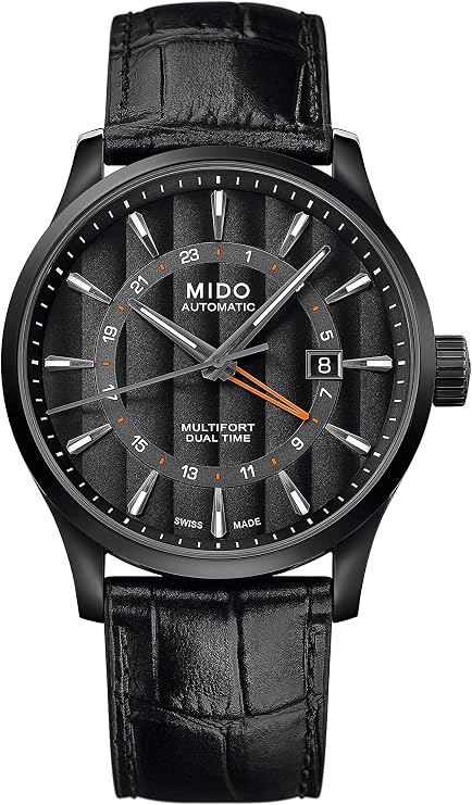 MIDO Multifort Dual Time - Swiss Automatic Watch for Men - Black Dial - Case 42mm - M0384293605100